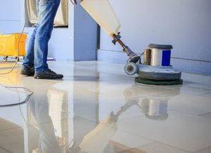 Floor being cleaned during an Office Cleaning in Miami, North Miami, Doral, Kendall, Coral Gables, and Surrounding Areas